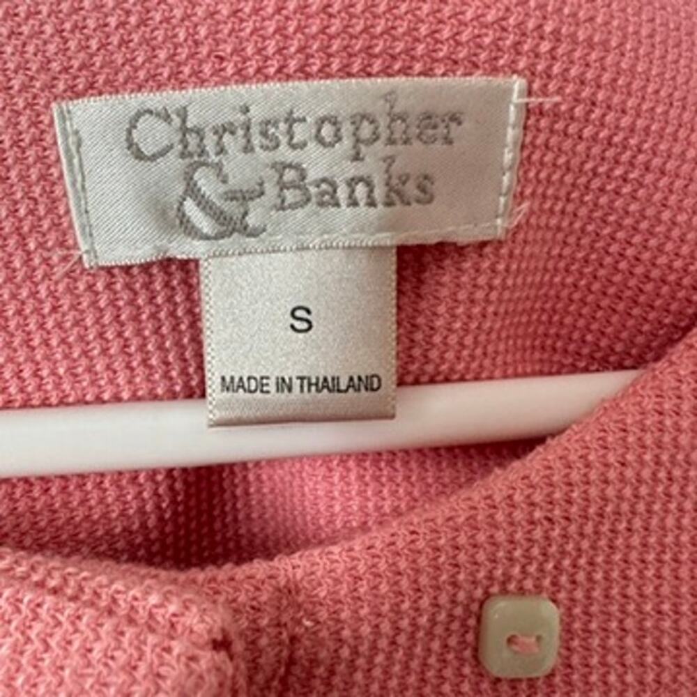 Christopher & Banks Cardigan Sweater Womens SMALL Pink Pastel Easter Spring - Picture 8 of 14
